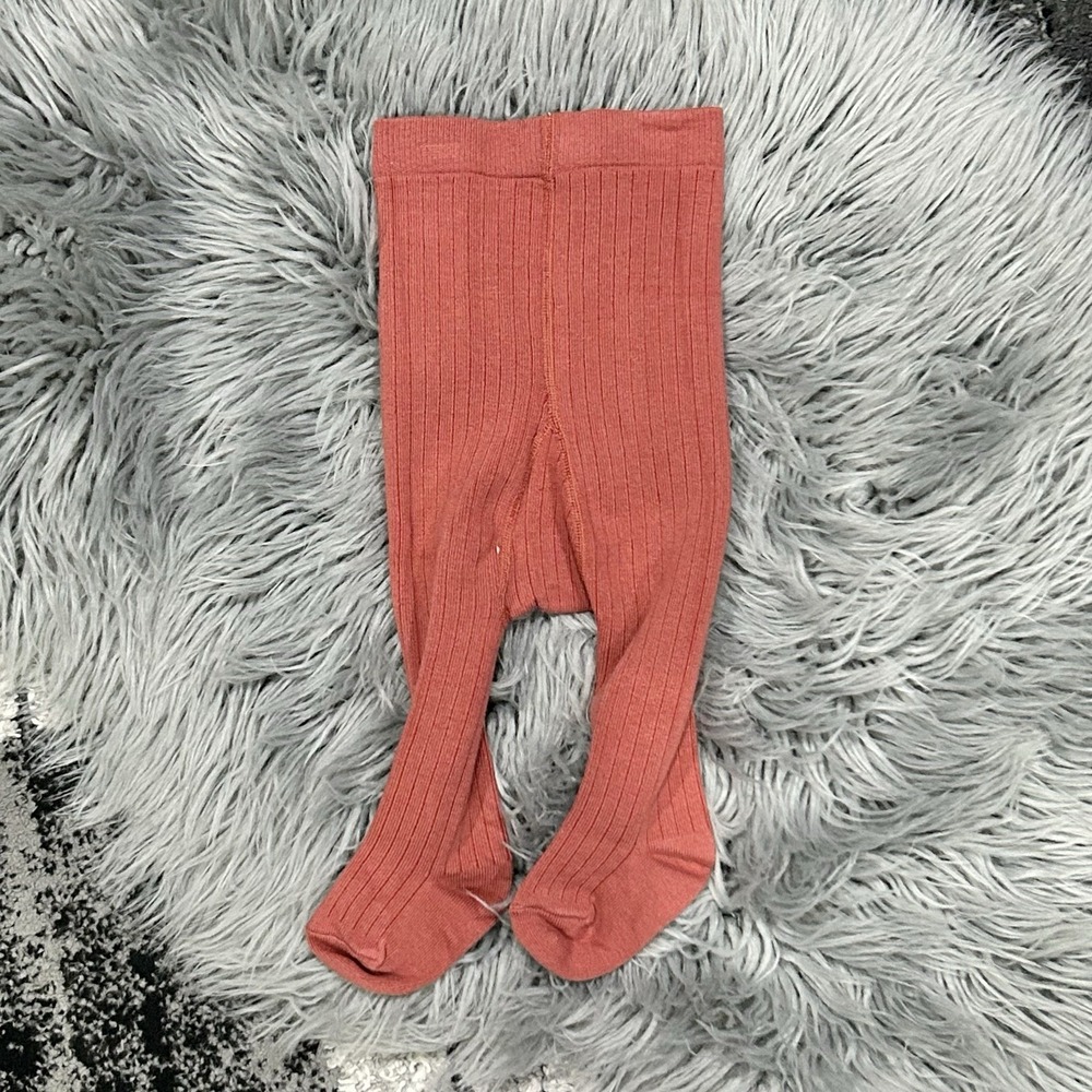LALI Girls Cotton Knit Footed Leggings In Rust Size 6 Month NEW